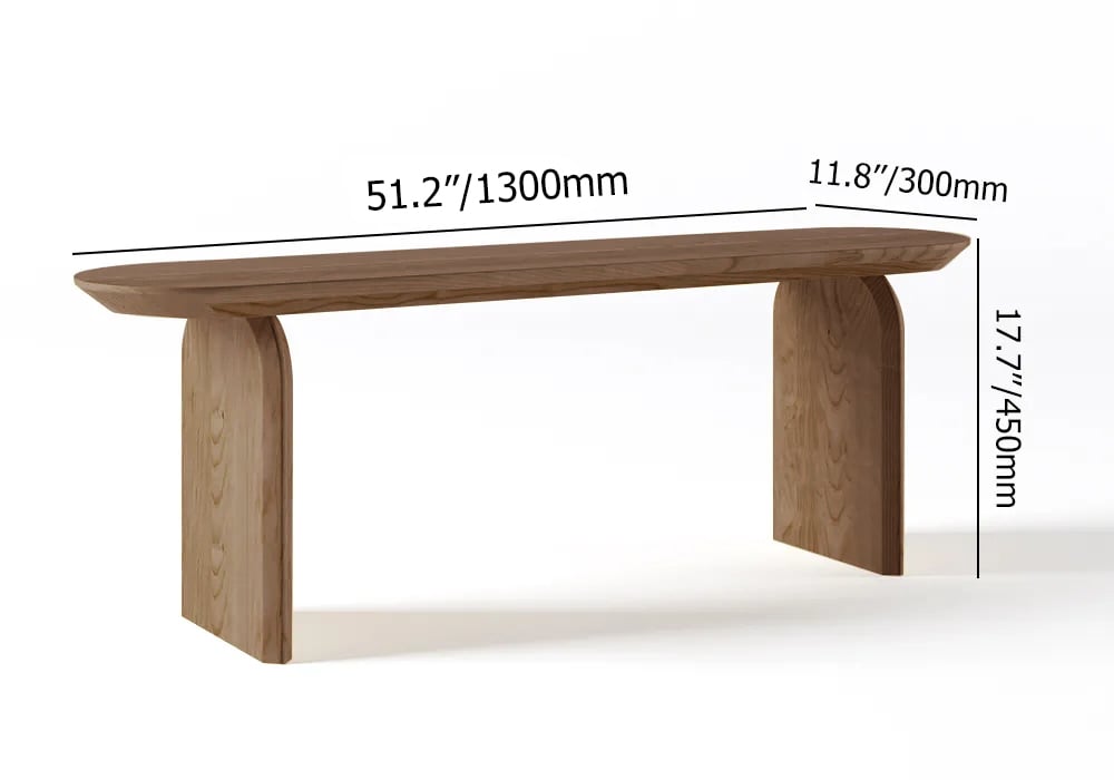HMR Tintica Seires Japandi Oval Solid Wood Dining Bench Seats 1-2 People - Walnut, 51"