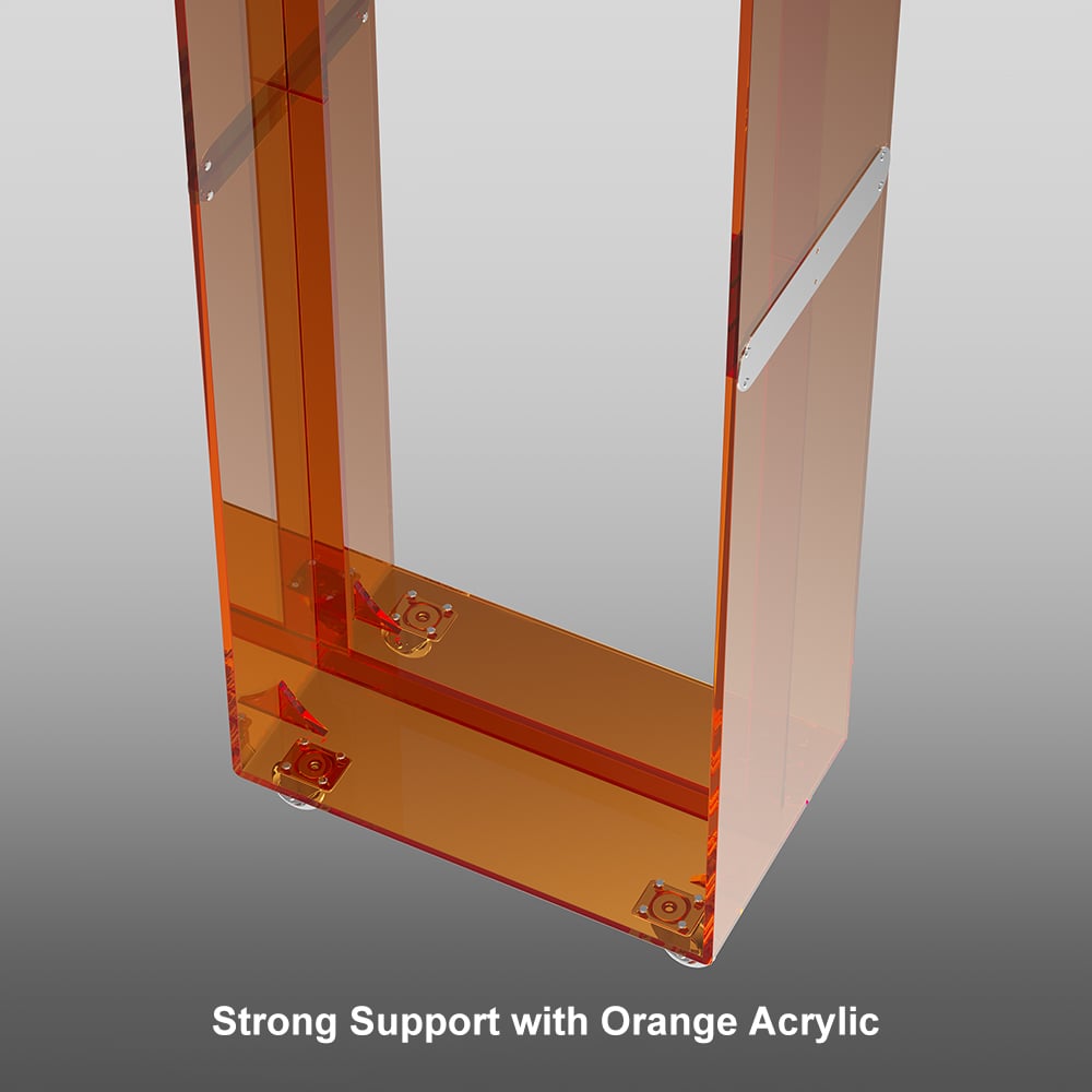 HMR - 63" Modern Orange Narrow Hall Tree for Closet with Rolling Casters & 3 Hanging Area