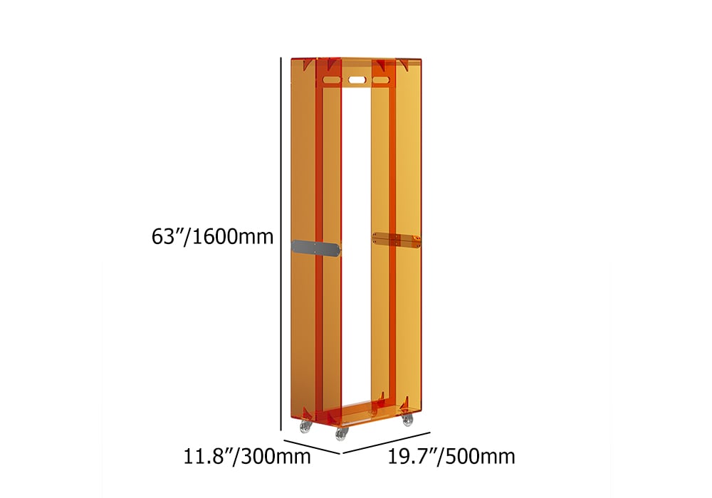 HMR - 63" Modern Orange Narrow Hall Tree for Closet with Rolling Casters & 3 Hanging Area