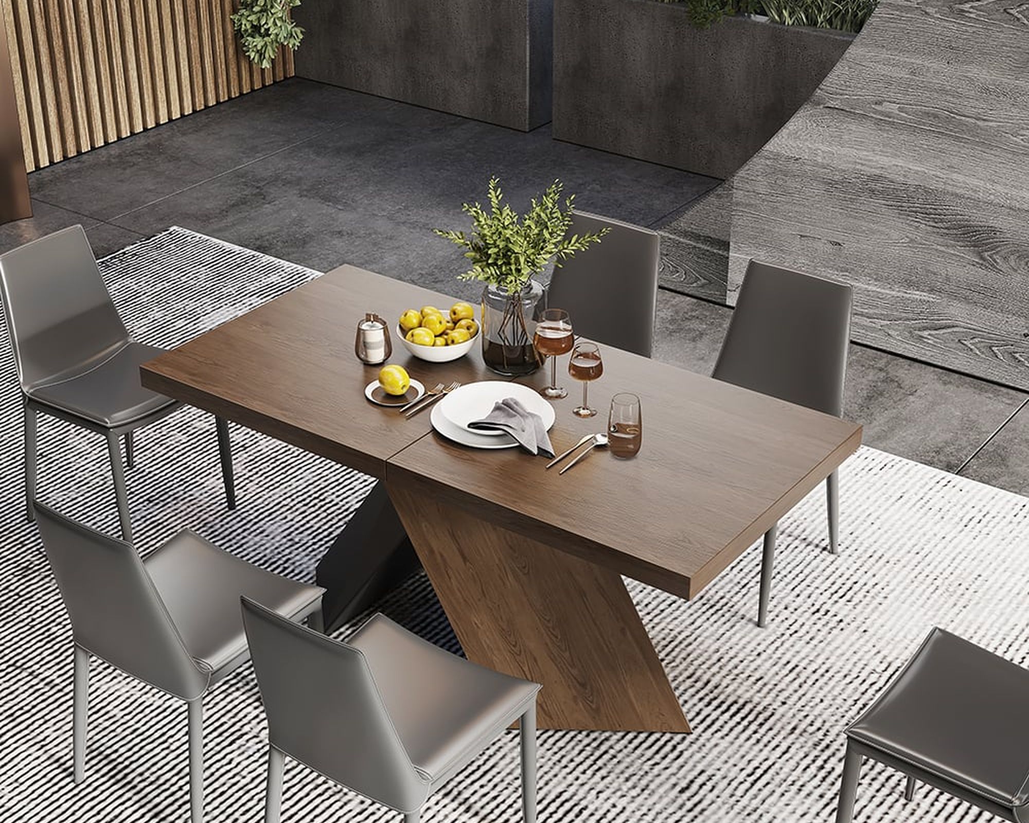 HMR Farmhouse Extendable Wood Dining Table - Walnut, 63"-79" (seats 6-8)