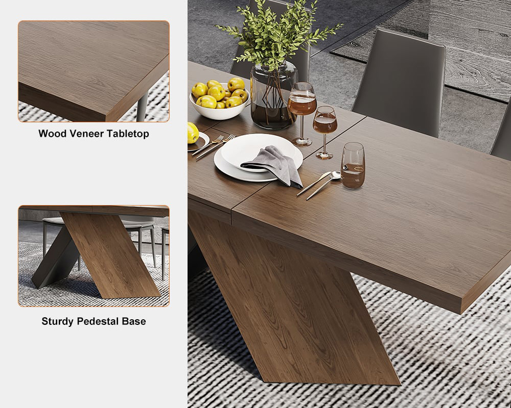 HMR Farmhouse Extendable Wood Dining Table - Walnut, 63"-79" (seats 6-8)