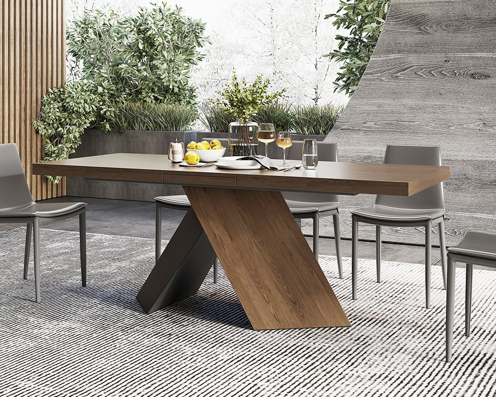 HMR Farmhouse Extendable Wood Dining Table - Walnut, 63"-79" (seats 6-8)