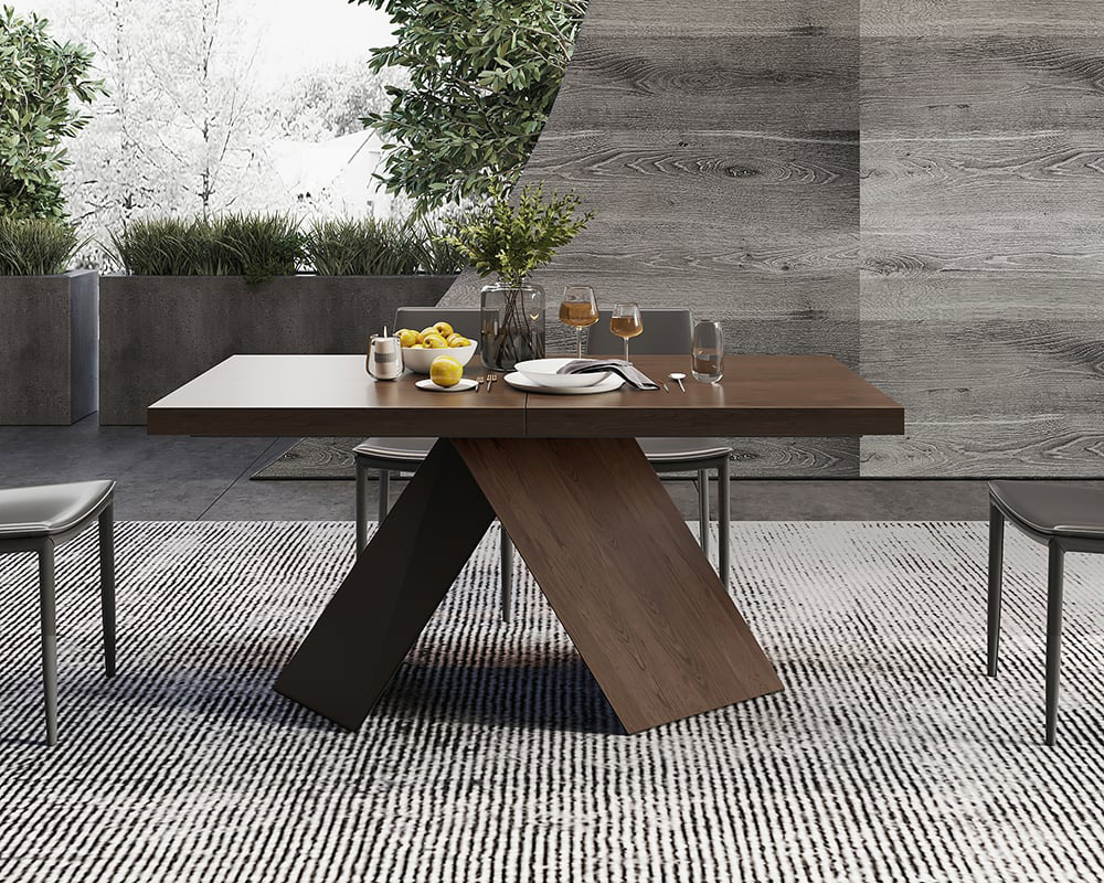 HMR Farmhouse Extendable Wood Dining Table - Walnut, 63"-79" (seats 6-8)