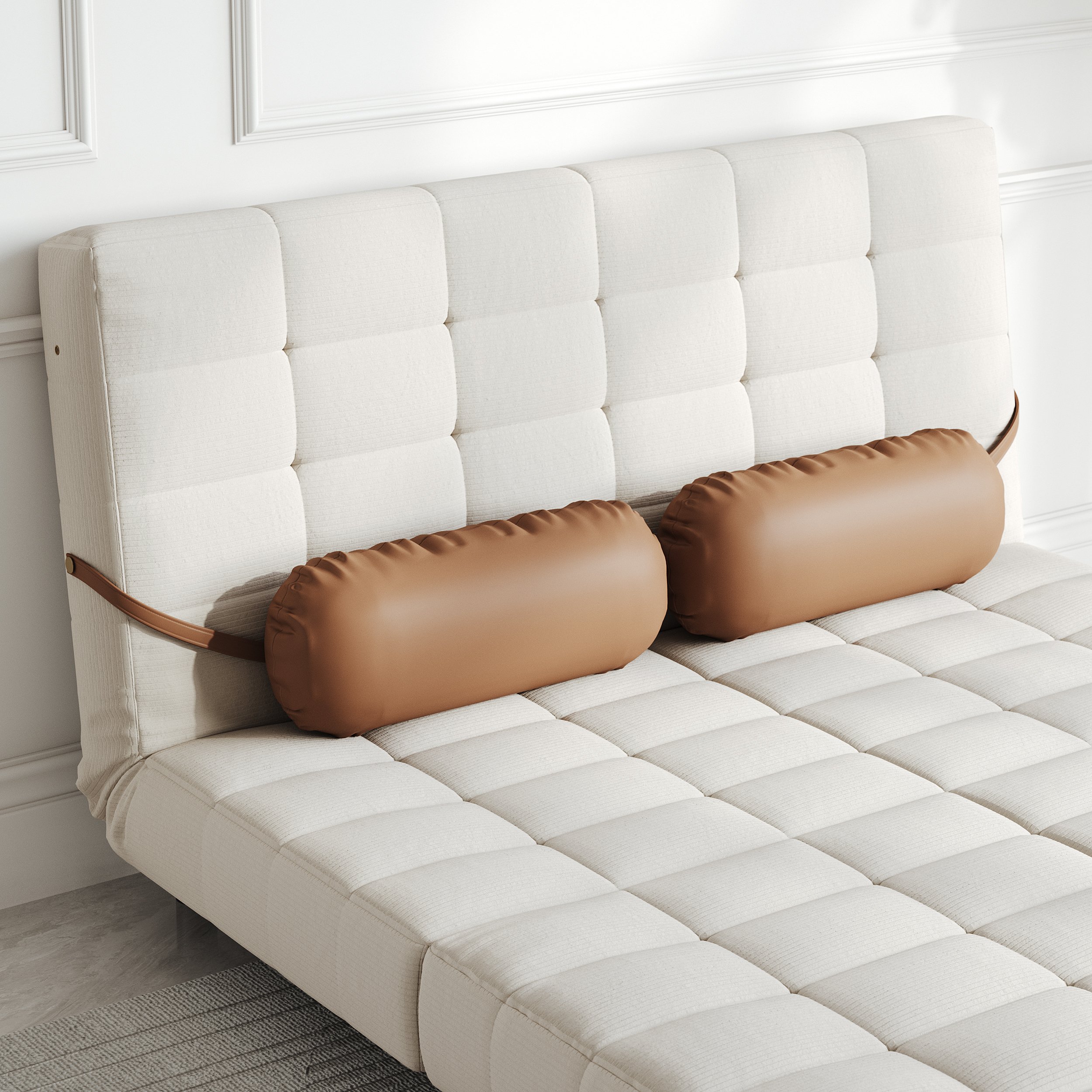 HMR - Queen Corduroy Futon Sofa Bed Folding Sleeper Sofa