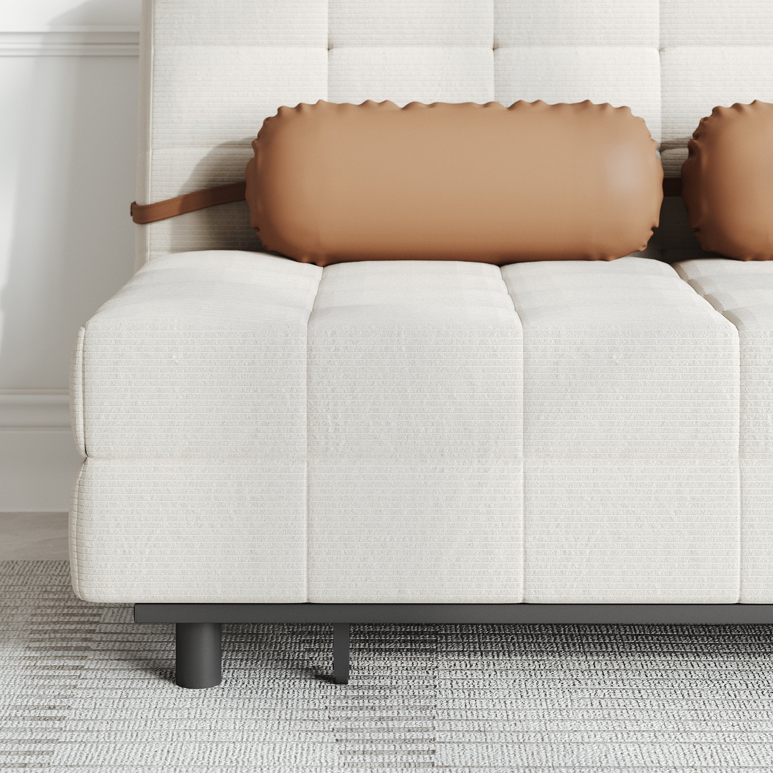 HMR - Queen Corduroy Futon Sofa Bed Folding Sleeper Sofa