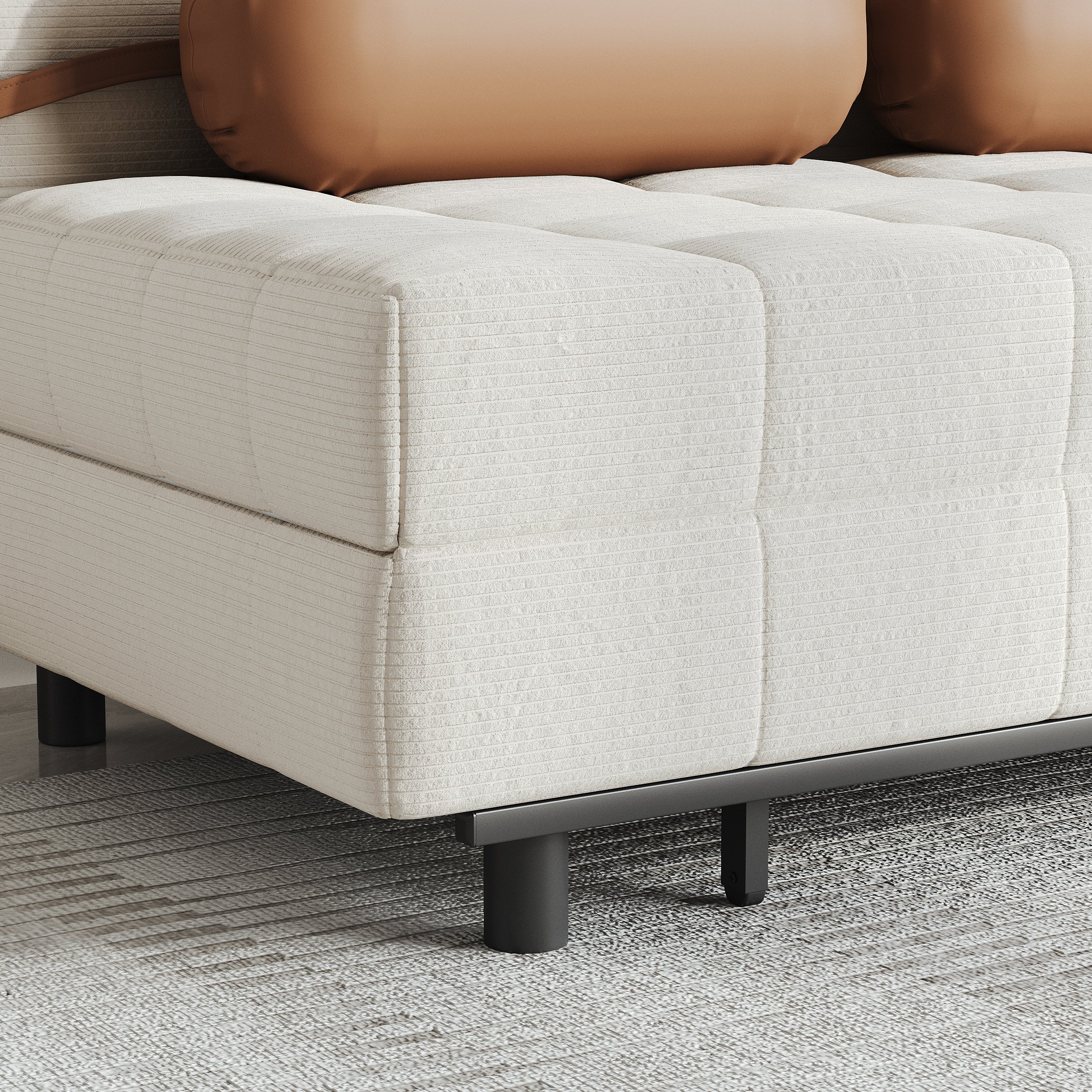 HMR - Queen Corduroy Futon Sofa Bed Folding Sleeper Sofa
