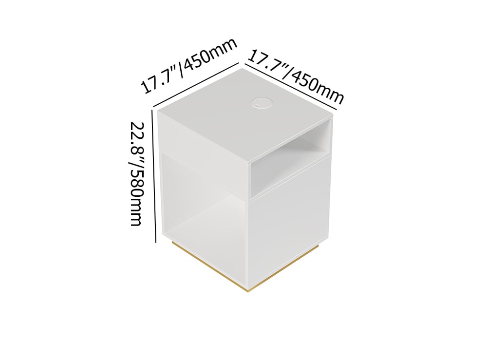 HMR - Mordelle Modern Side Table with Open Storage End Table with Charging Station Nightstand