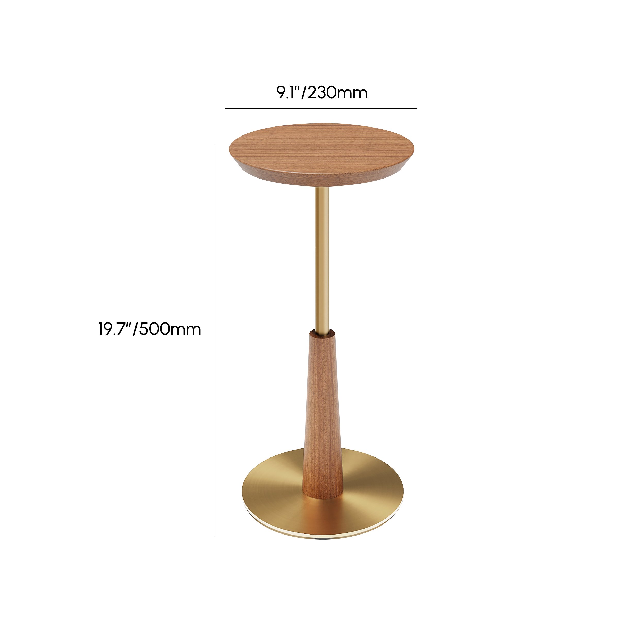 HMR - 9" Round Walnut Mid Century Drink Table
