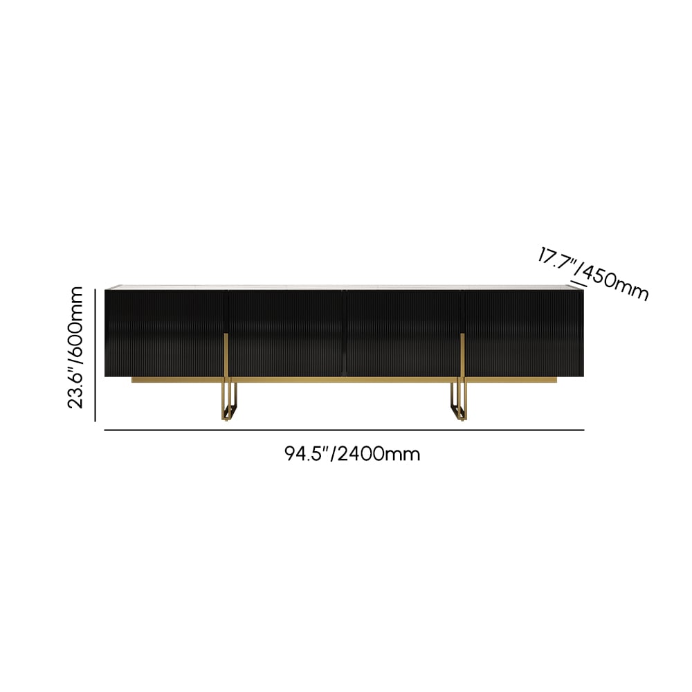 HMR - Grovyn Sintered Stone Top Fluted TV Stand with Storage