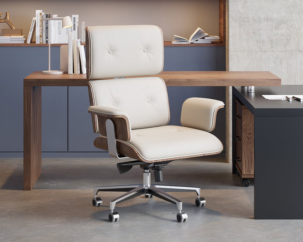 HMR Modern L-Shape Executive Desk & Office Chair Set - White, 70.9"L x 70.9"W x 29.5"H, Left Hand