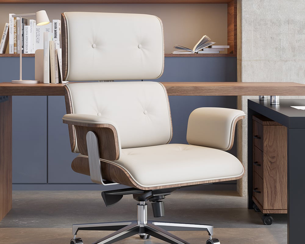 HMR Modern L-Shape Executive Desk & Office Chair Set - White, 70.9"L x 70.9"W x 29.5"H, Left Hand