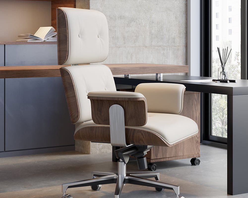 HMR Modern L-Shape Executive Desk & Office Chair Set - White, 70.9"L x 70.9"W x 29.5"H, Left Hand