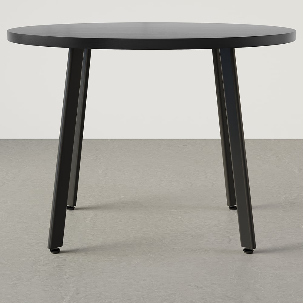 HMR Dining Set 39.4" Modern Round Wood Dining Table with 4 Chairs - White/Black