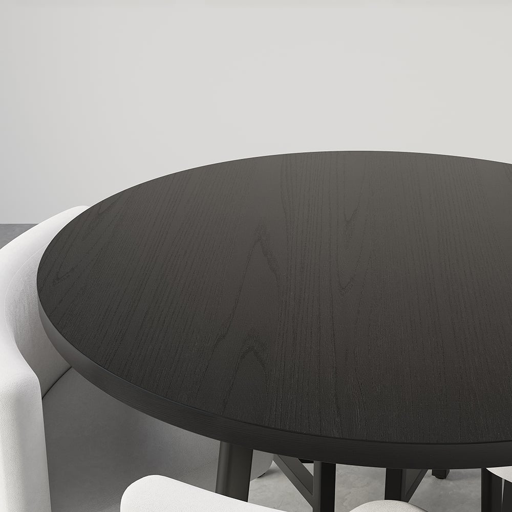 HMR Dining Set 39.4" Modern Round Wood Dining Table with 4 Chairs - White/Black
