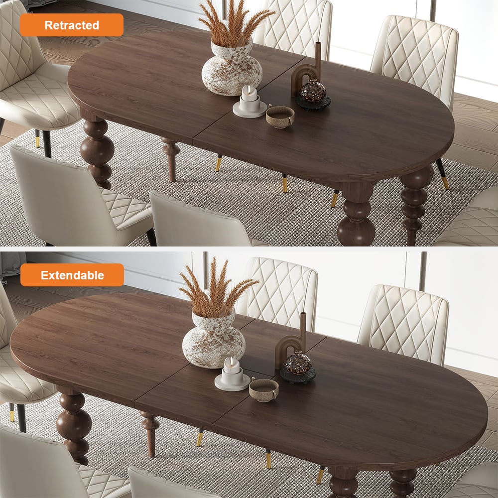 HMR Mid-Century Oval Extendable Dining Table - Walnut, 67"-79" (seats 4-8)
