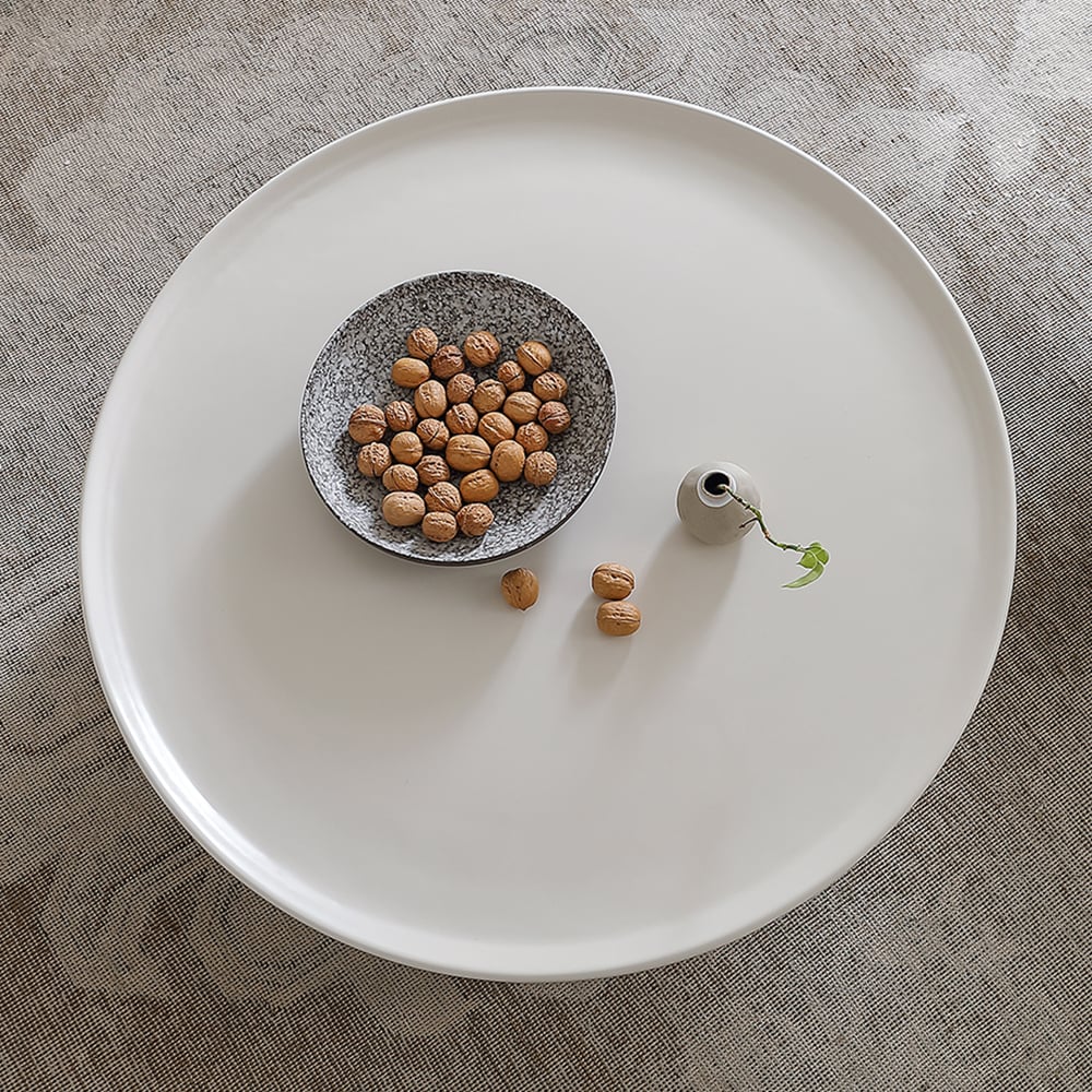 HMR - 31.5" Modern Round White Block Coffee Table with Spherical Legs