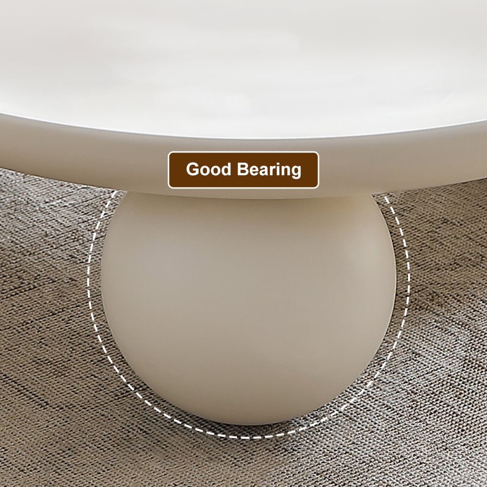 HMR - 31.5" Modern Round White Block Coffee Table with Spherical Legs