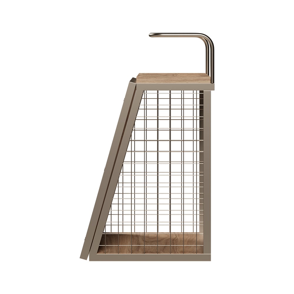 HMR - Industrial Floating Bar Table with Storage Natural Wood Hanging Cocktail Bar
