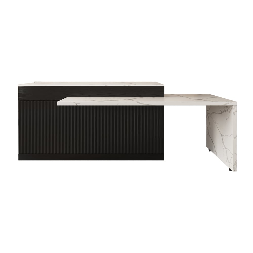 HMR 82''-106" Extendable Kitchen lsland with Doors&Drawers - Black, Engineered Wood, Right-Hand Facing