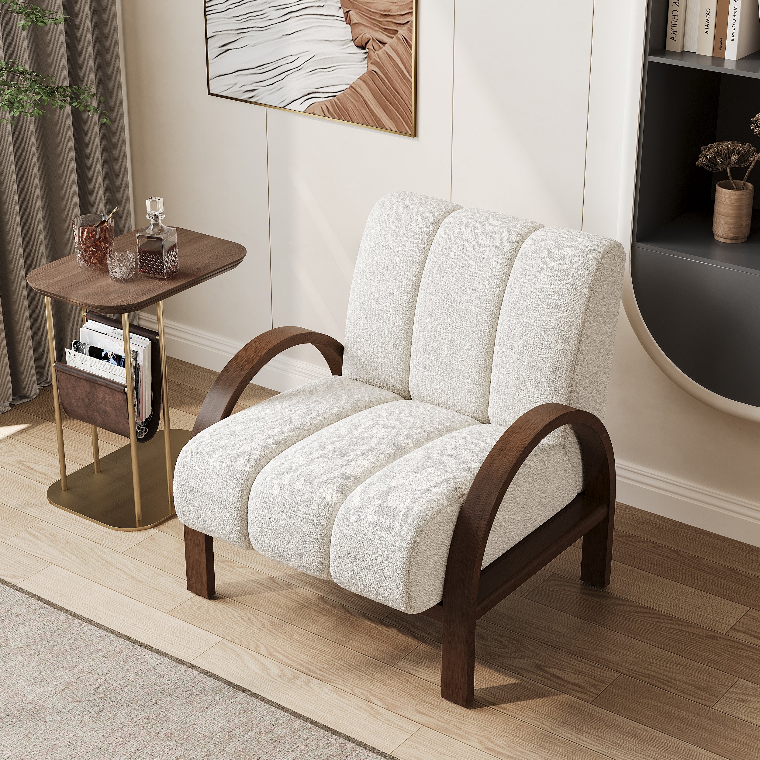 HMR - Boucle Ash Wood Accent Chair
