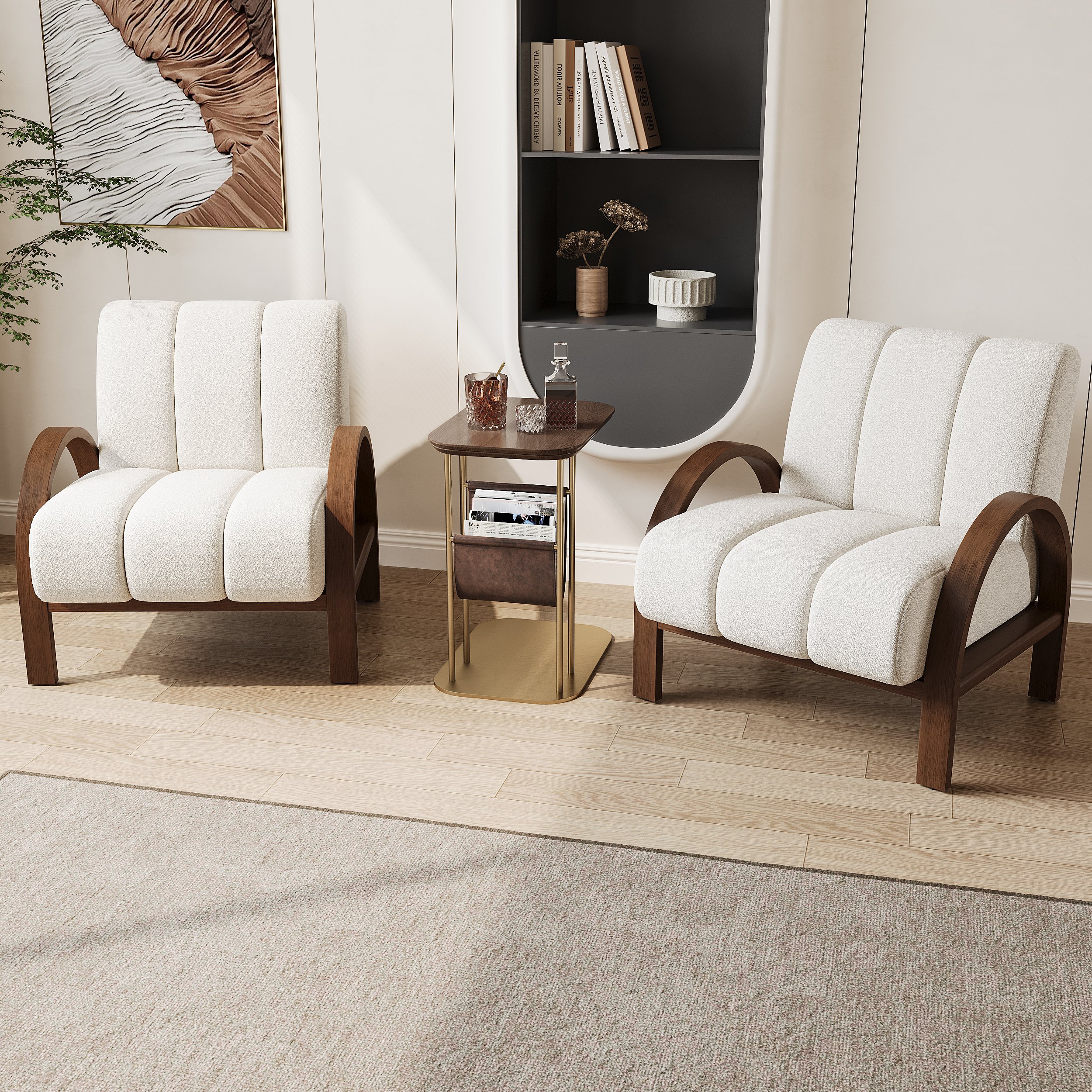 HMR - Boucle Ash Wood Accent Chair
