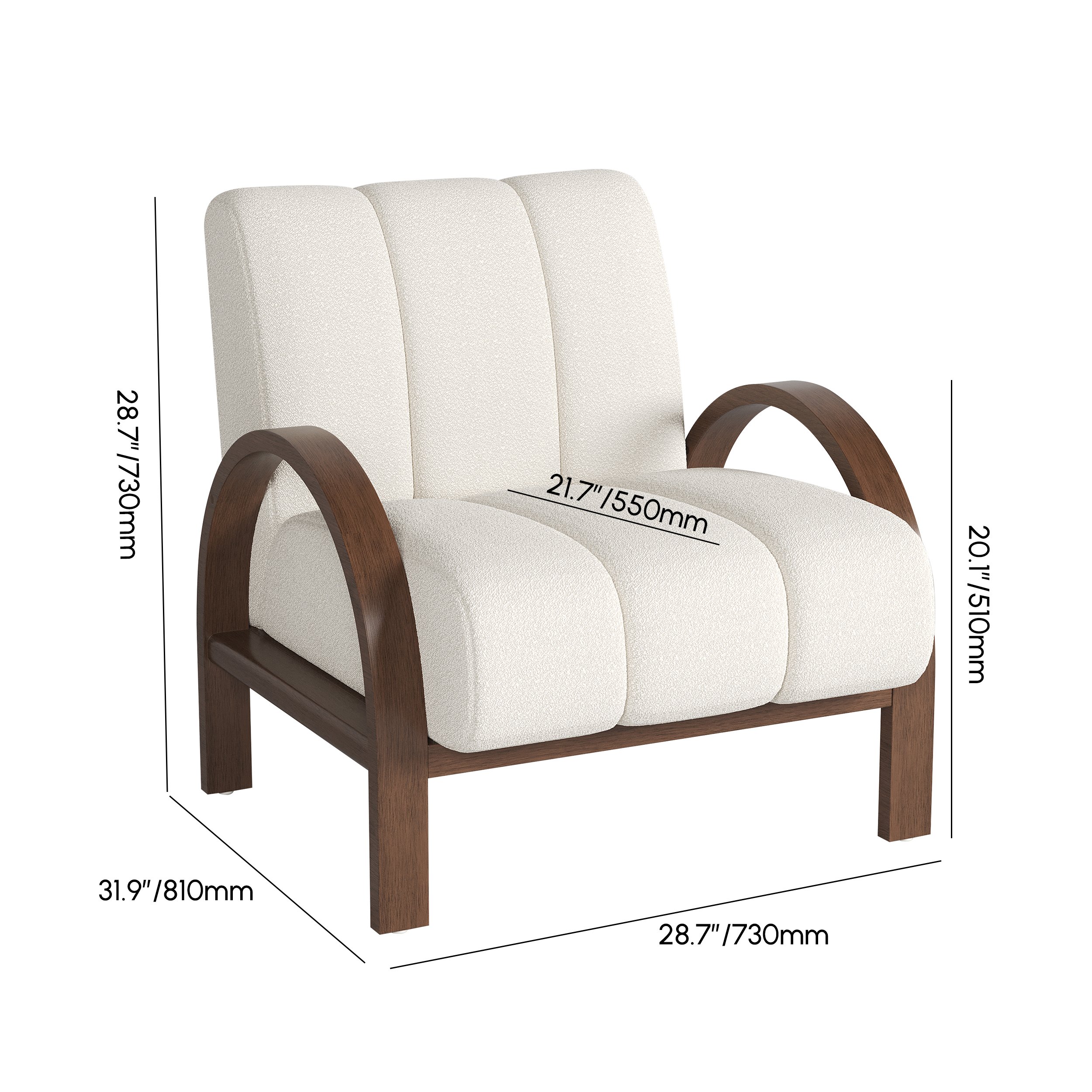 HMR - Boucle Ash Wood Accent Chair
