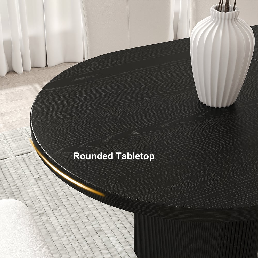 HMR Japandi Oval Extendable Dining Table - Black, 63"-79" (seats 4-6)