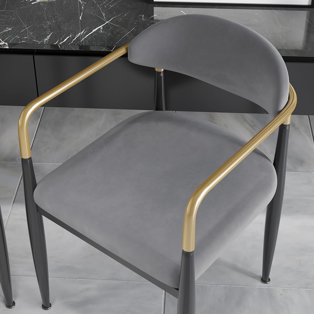 HMR Otrast Series Modern Dining Chairs with PU Leather Upholstery - Gray, 8-Pieces