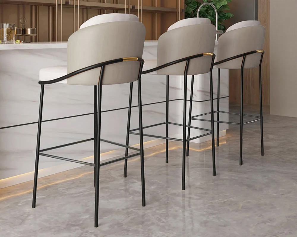HMR Linenic Series Modern PU Leather Bar Stools - Gray, 20.9"L x 20.9"W x 41.3"H, 1-Piece