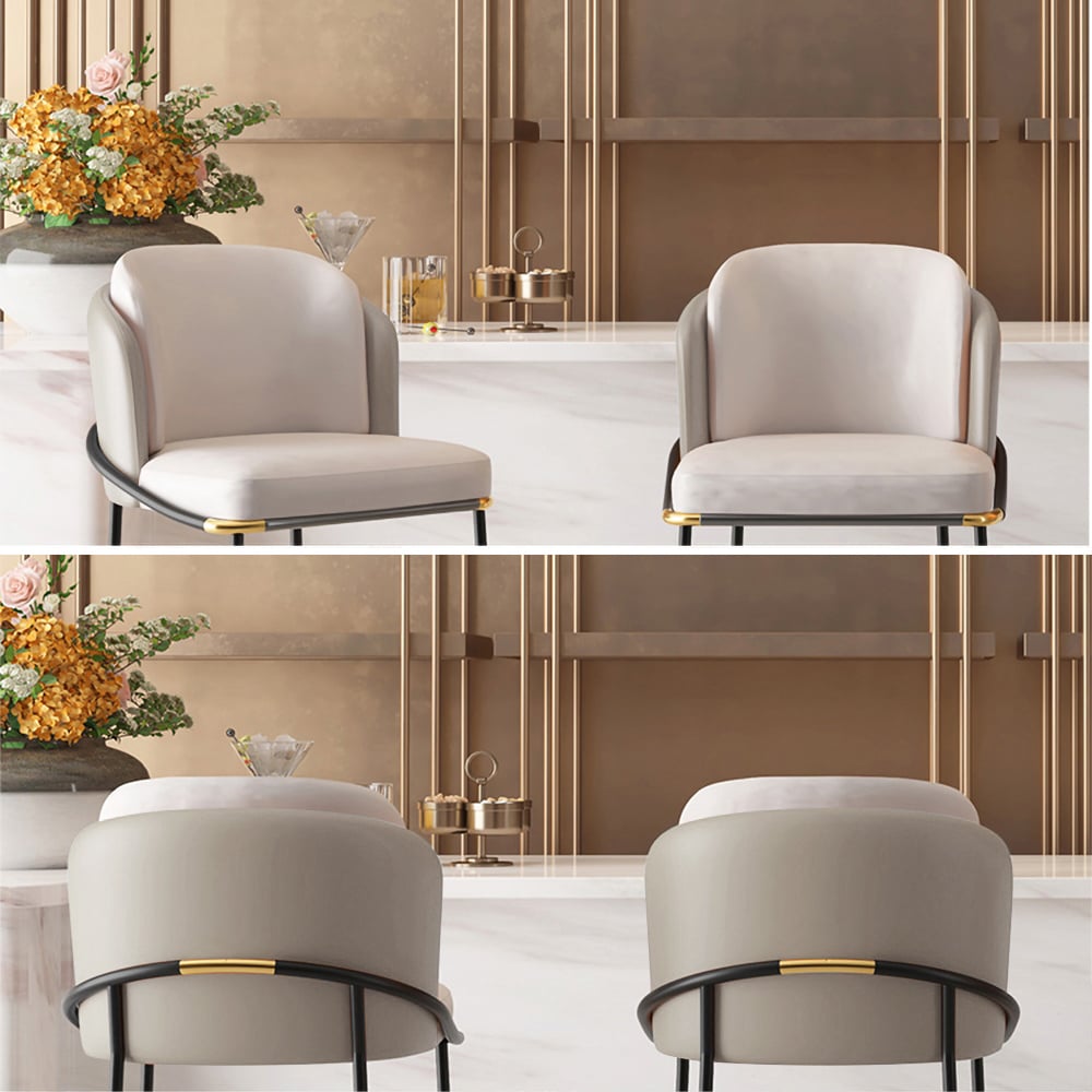 HMR Linenic Series Modern PU Leather Bar Stools - Gray, 20.9"L x 20.9"W x 41.3"H, 1-Piece