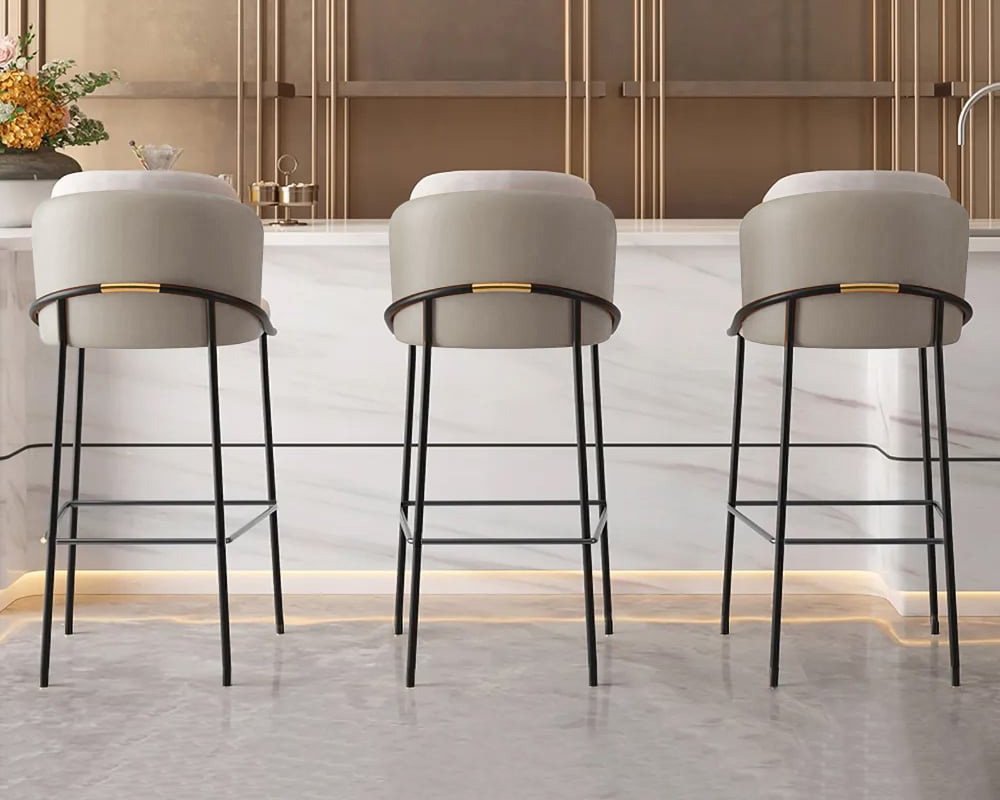 HMR Linenic Series Modern PU Leather Bar Stools - Gray, 20.9"L x 20.9"W x 41.3"H, 1-Piece