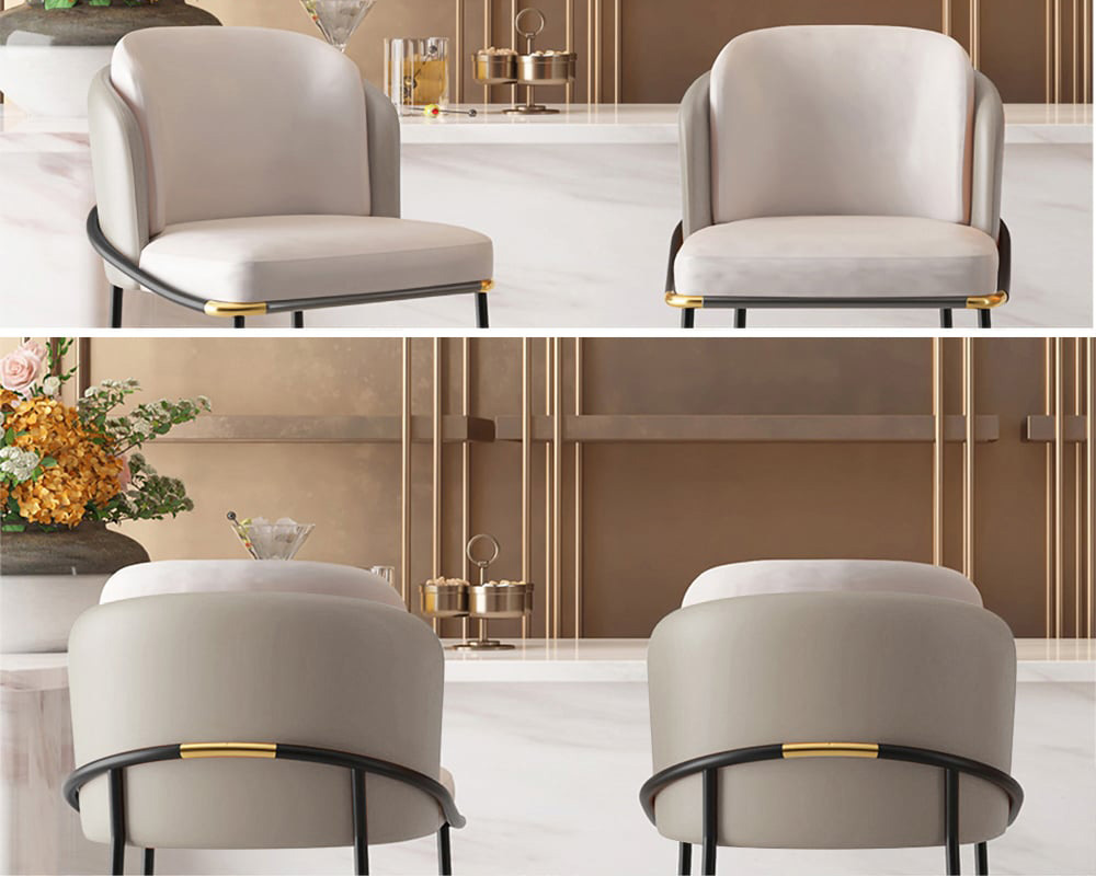 HMR Linenic Series Modern PU Leather Bar Stools - Gray, 20.9"L x 20.9"W x 41.3"H, 1-Piece