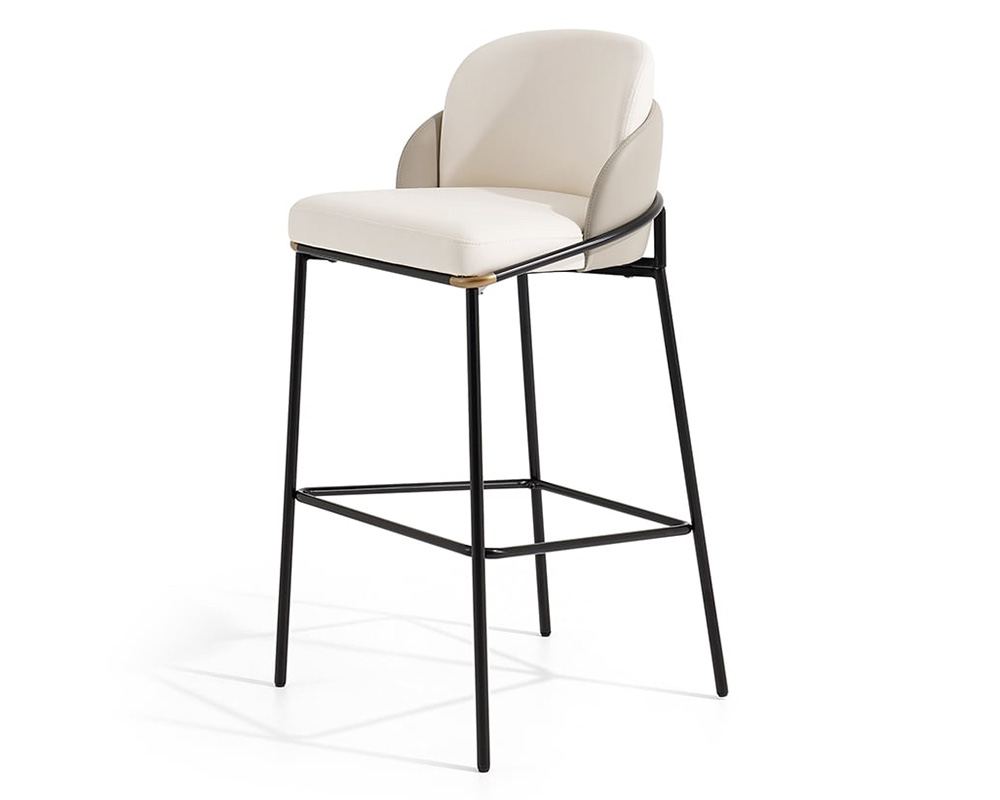 HMR Linenic Series Modern PU Leather Bar Stools - Gray, 20.9"L x 20.9"W x 41.3"H, 1-Piece