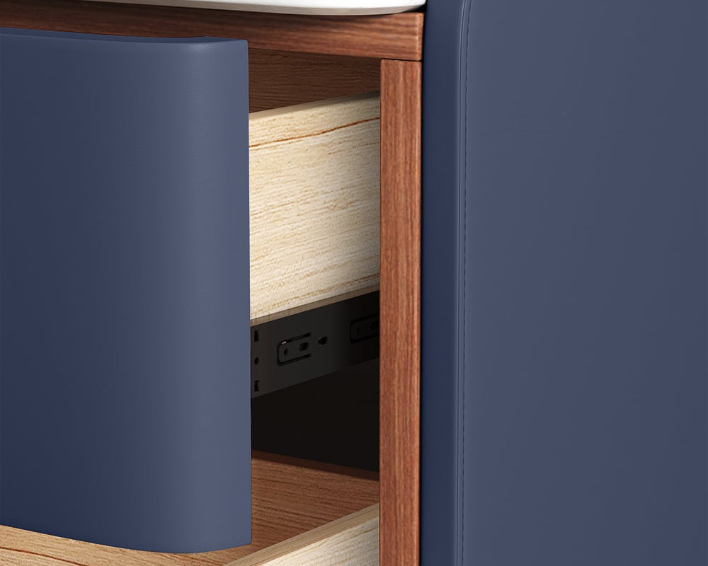 HMR Nightstand with 2-Drawer (Set of 2) - Blue, Faux Leather