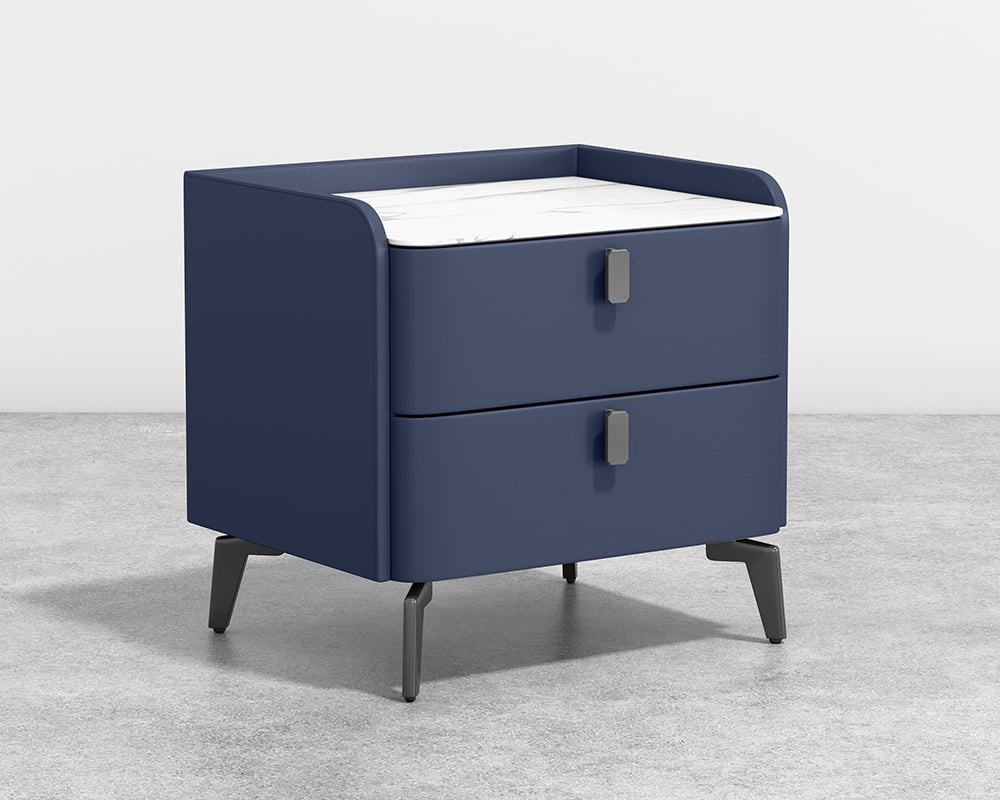 HMR Nightstand with 2-Drawer (Set of 2) - Blue, Faux Leather
