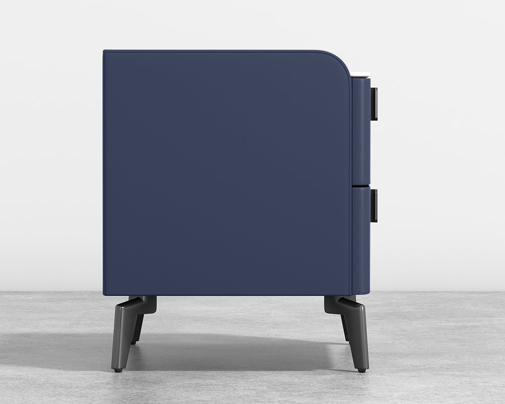 HMR Nightstand with 2-Drawer (Set of 2) - Blue, Faux Leather