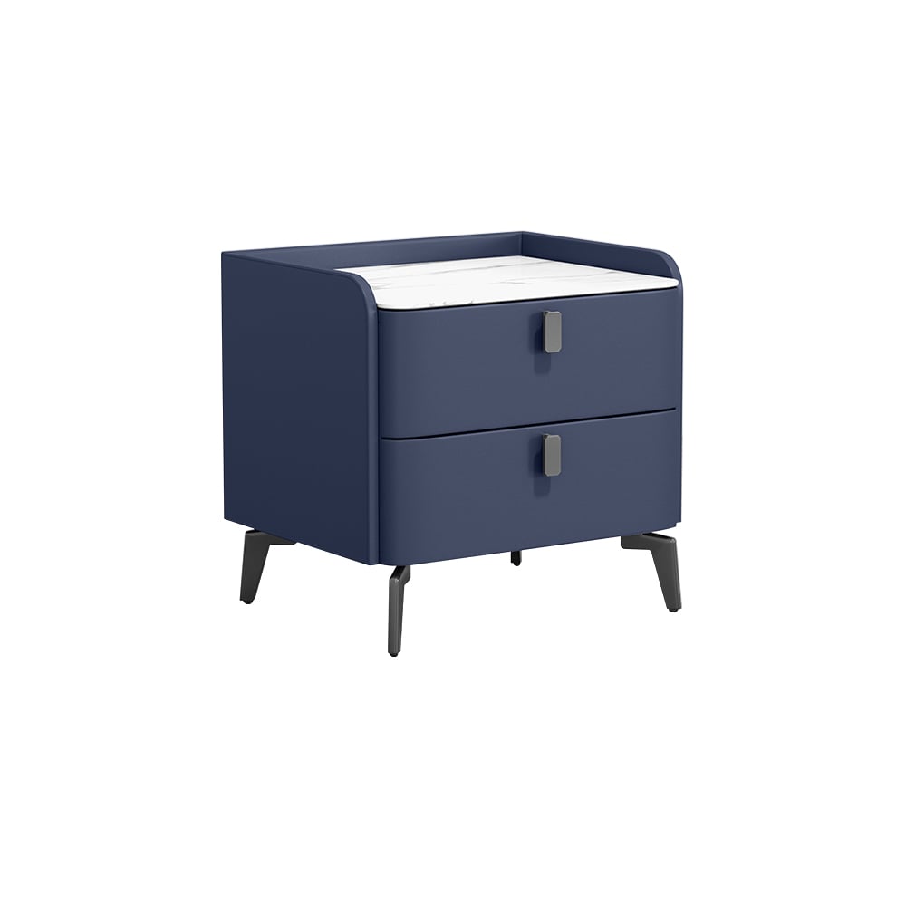HMR Nightstand with 2-Drawer (Set of 2) - Blue, Faux Leather
