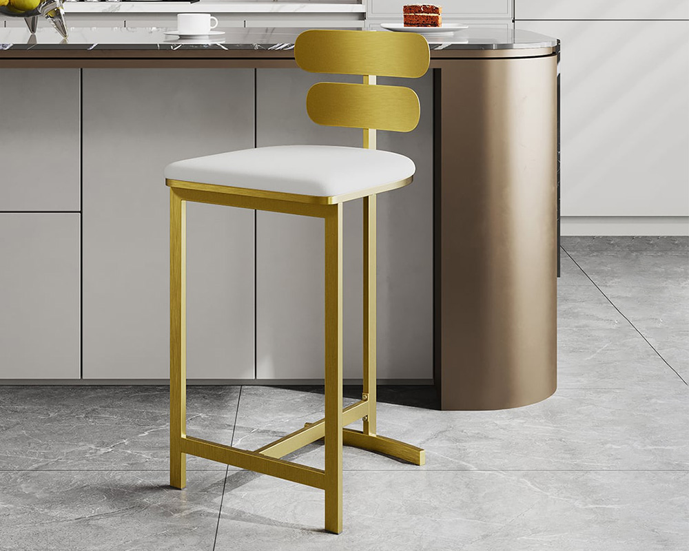 HMR Modern PU Leather Counter Stools with Upholstery - White, 8-Pieces