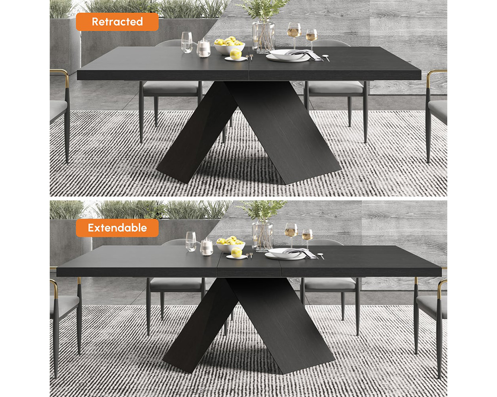 HMR Farmhouse Extendable Wood Dining Table - Black, 79"-94" (seats 6-10)