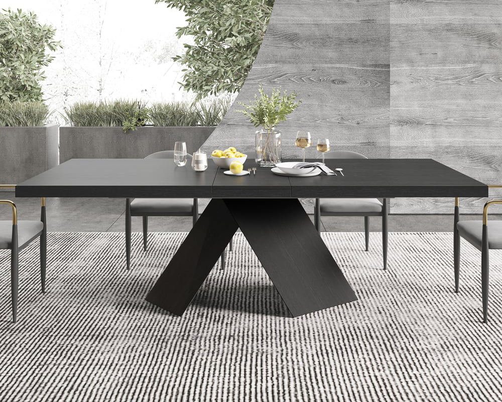 HMR Farmhouse Extendable Wood Dining Table - Black, 79"-94" (seats 6-10)