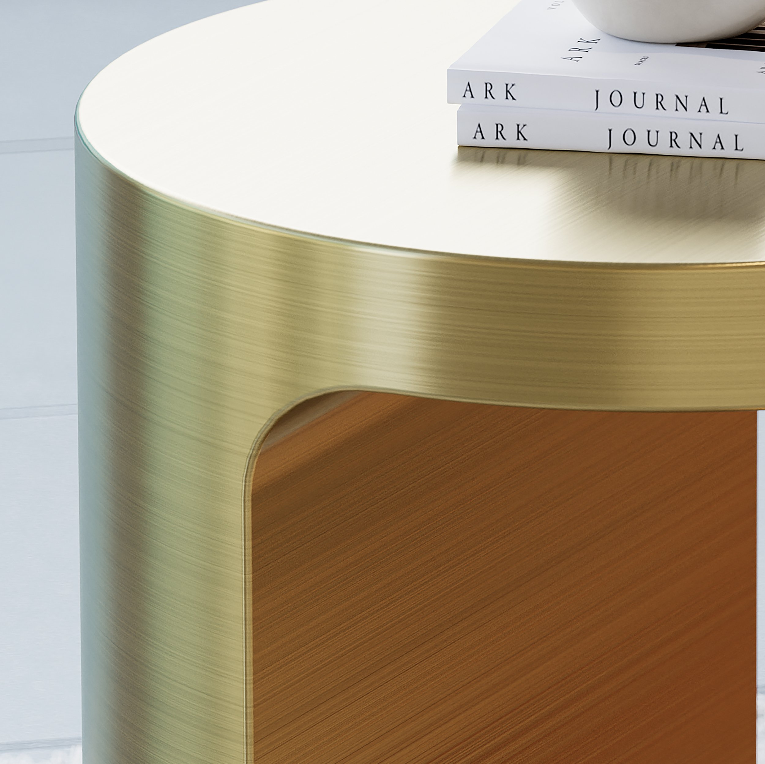 HMR - C Shaped Side Table Gold Cocktail Table