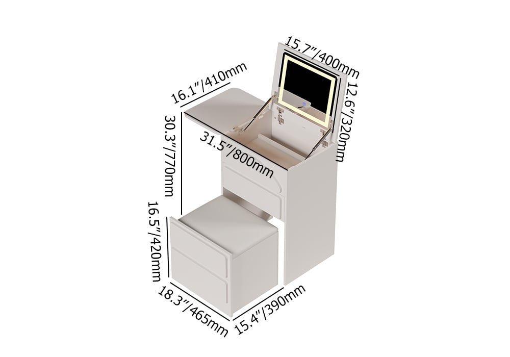 HMR - Mini Smart Makeup Vanity Set with with Mirror & Lights