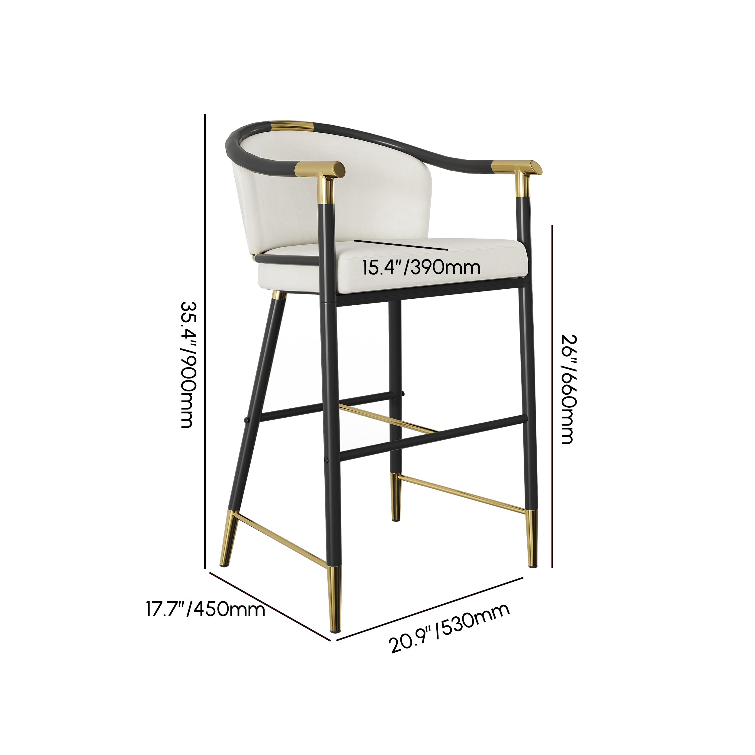HMR - Craines Series Modern Velvet Upholstered Counter Stools - Beige