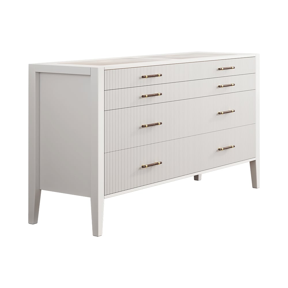 HMR - Fluted 8-Drawer Dresser with Tempered Glass Top & Jewelry Display
