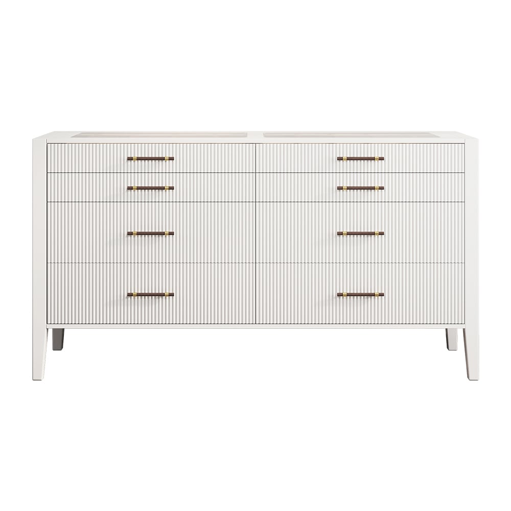 HMR - Fluted 8-Drawer Dresser with Tempered Glass Top & Jewelry Display