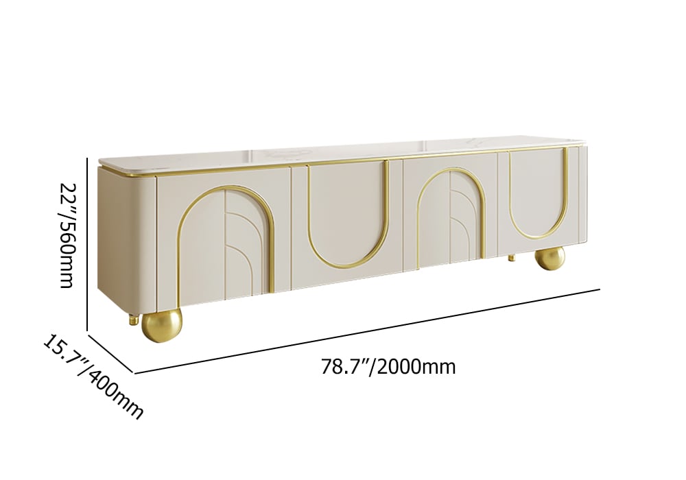 HMR - Modern Off White TV Stand Wood 4 Doors with 2 Shelves Media Console for TVs up to 85"