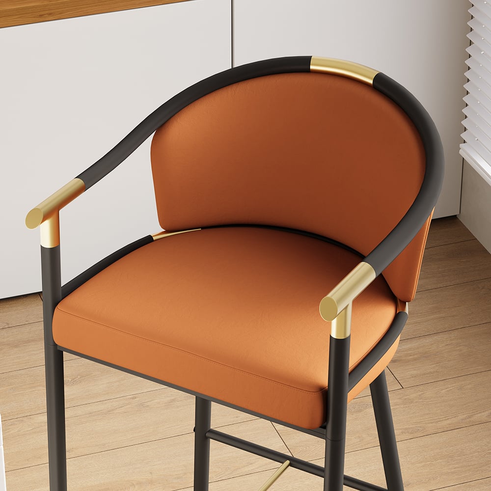 HMR Craines Series Modern Velvet Upholstered Bar Stools - Orange