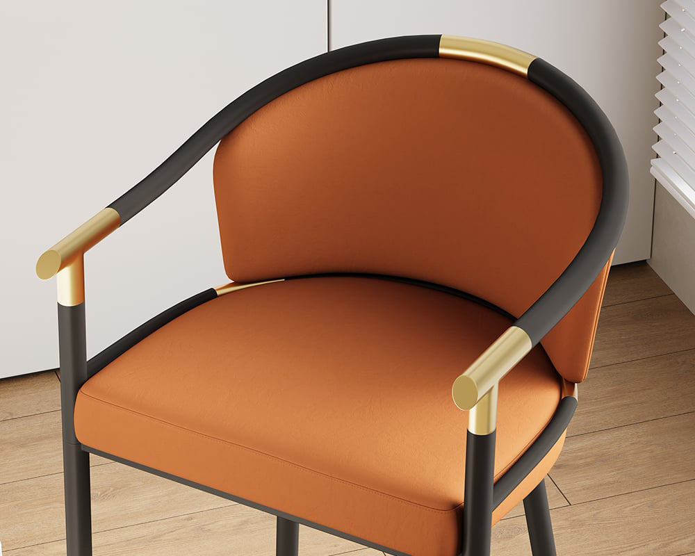 HMR Craines Series Modern Velvet Upholstered Bar Stools - Orange