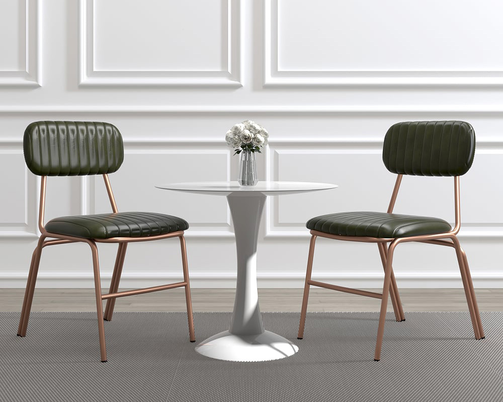 HMR Modern Dining Chairs with Faux Leather Upholstery (Set of 6) - Green