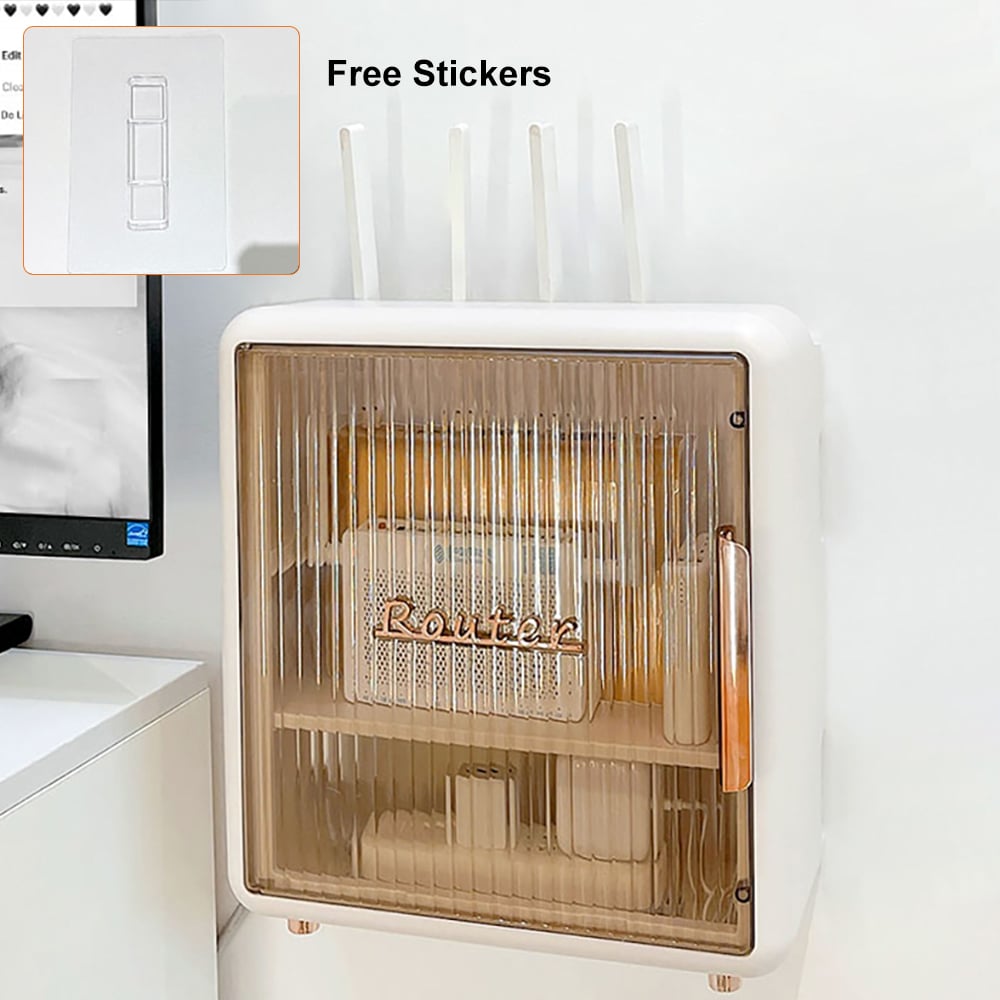 HMR - Morden White Mount & Desktop Router Box Cable Management Decorative Storage Shelf